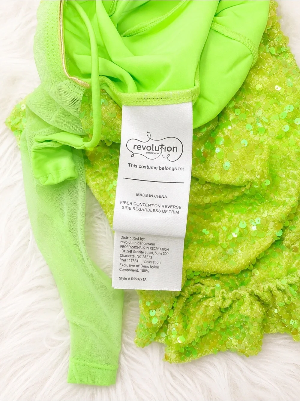Revolution Dancewear Neon Green Sequin Fringe Dance Costume XS/C